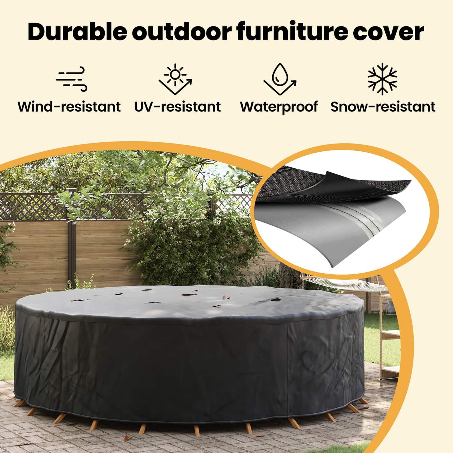 Furniture Cover Black 320 x 320 x 71 cm 210D Oxford Fbric
