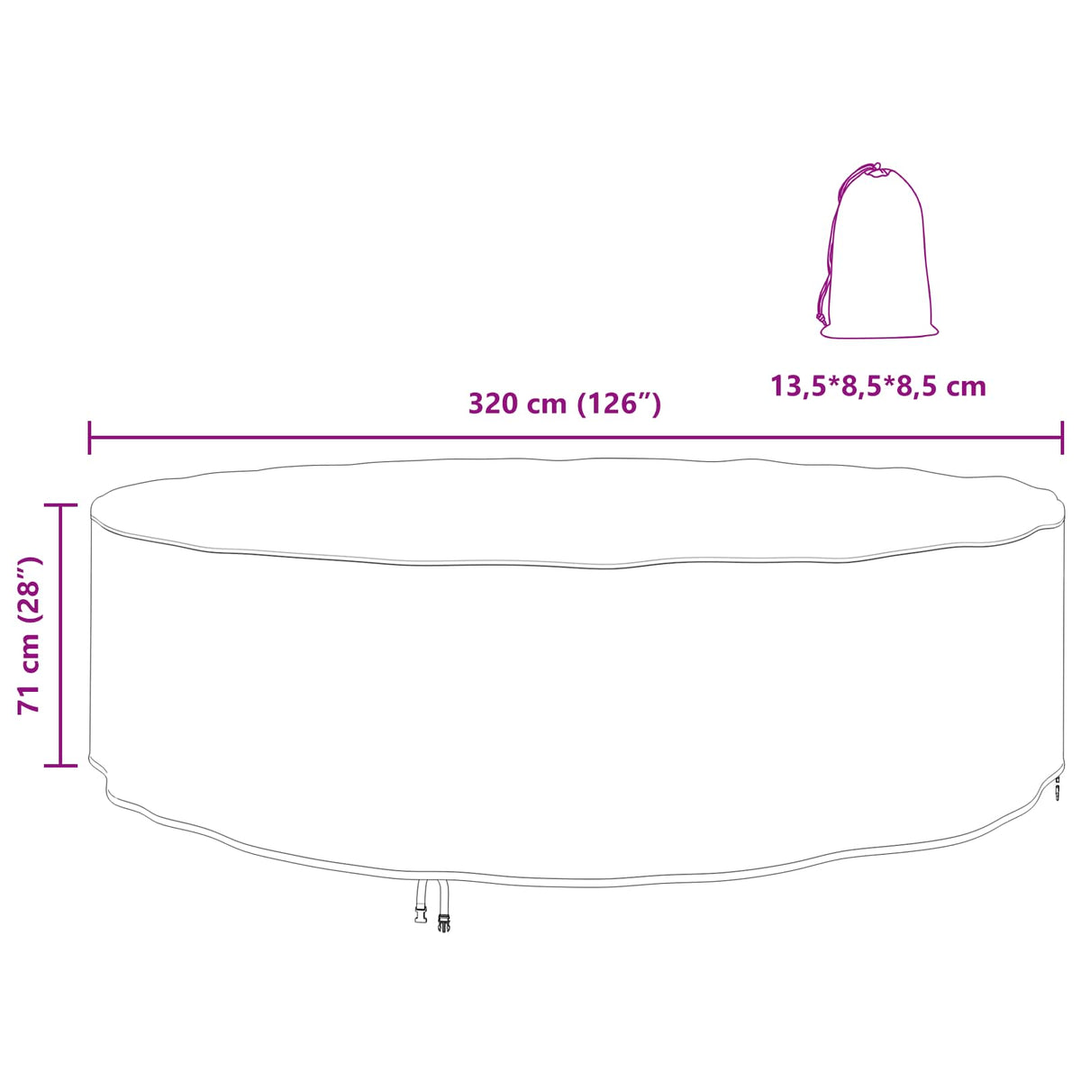 Furniture Cover 320 x 320 x 71 cm 420D Oxford Fbric Round Black