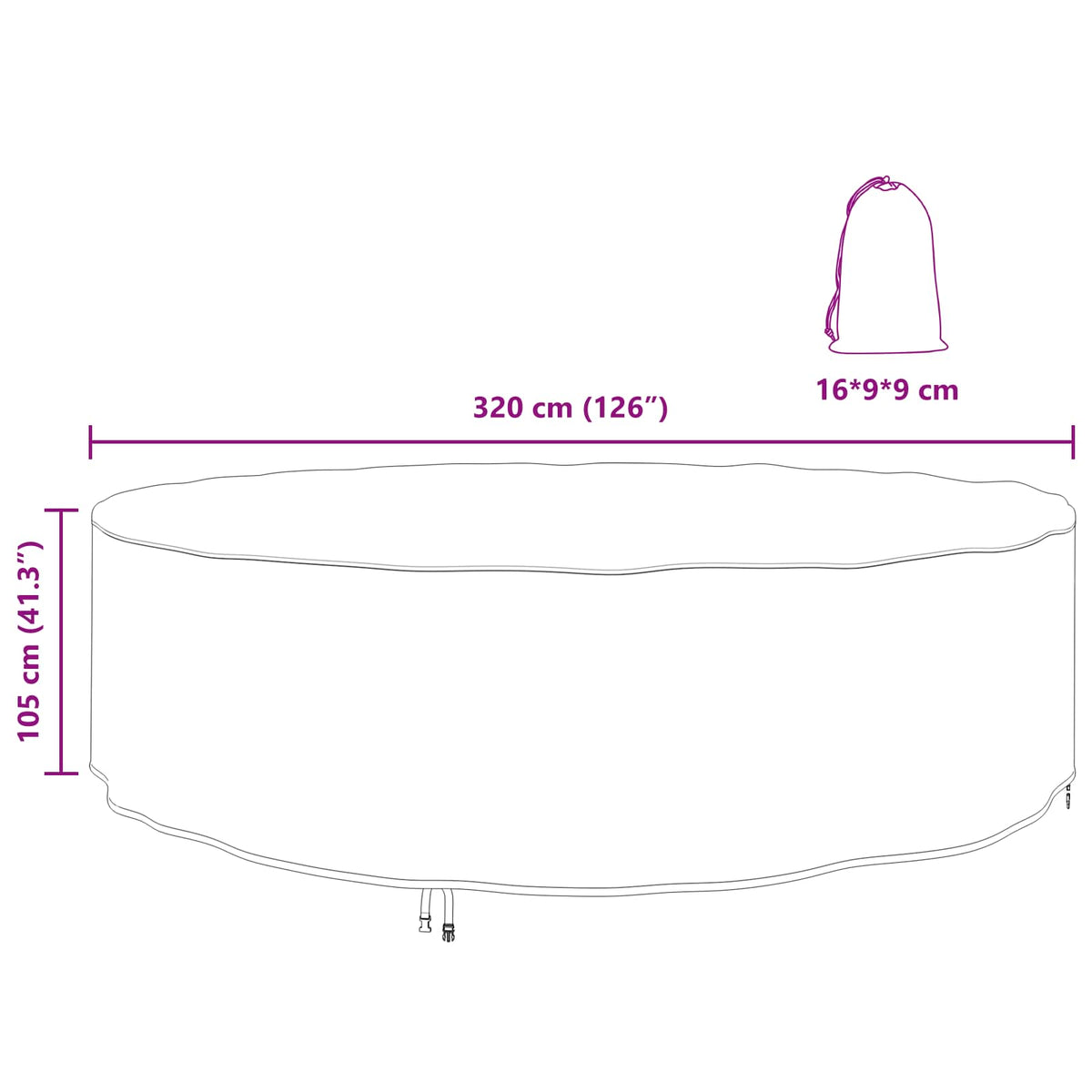 Furniture Cover 320 x 320 x 105 cm 420D Oxford Fbric Round