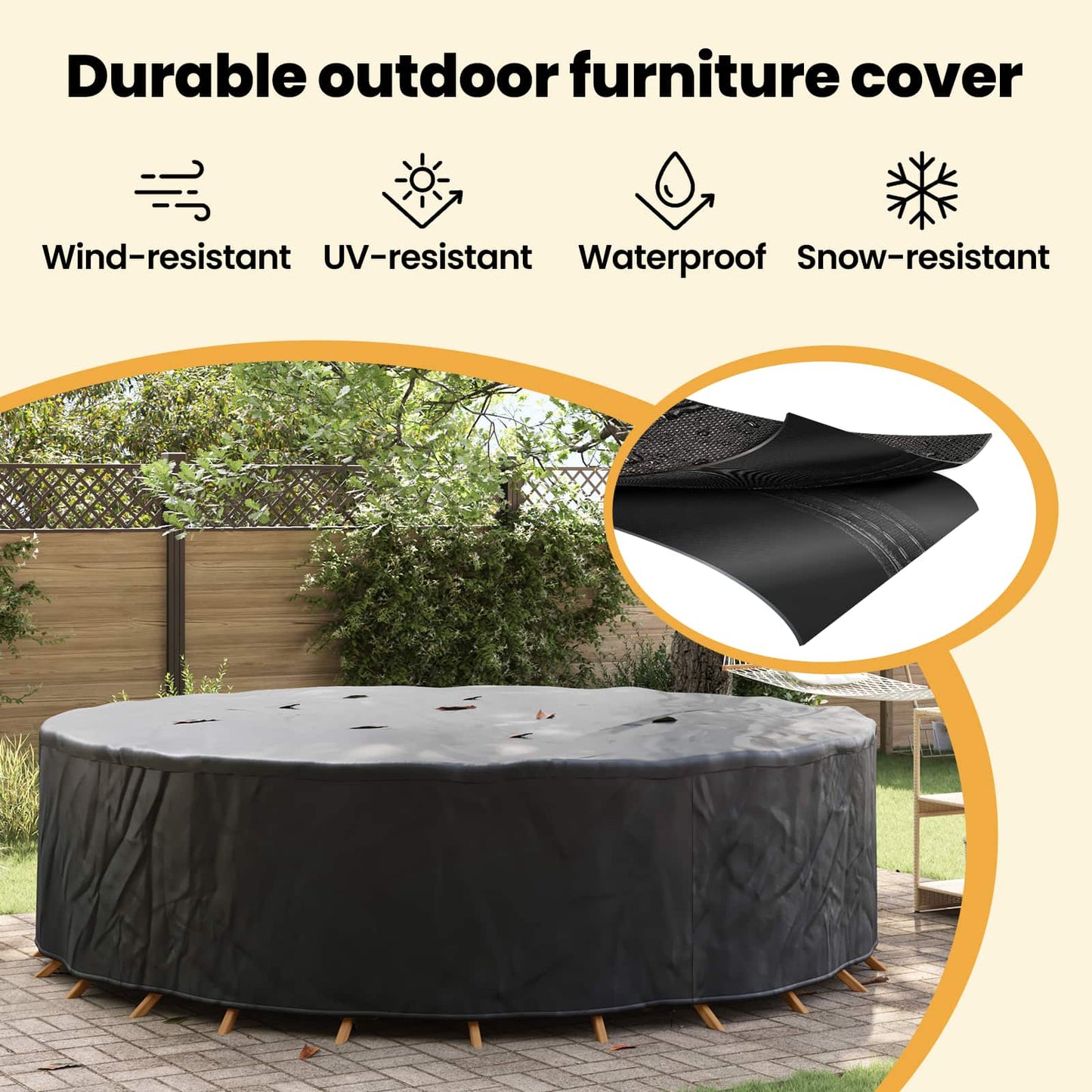 Furniture Cover Black 320 x 320 x 105 cm 600D Oxford Fbric