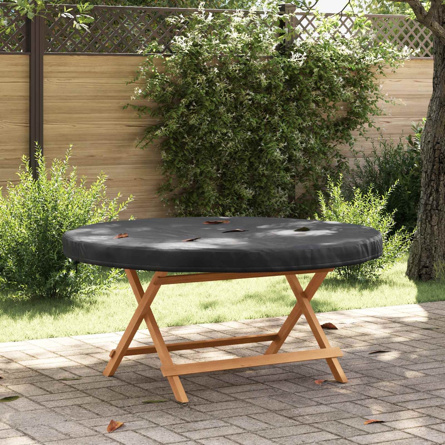 Outdoor Table Cover Black 142 x 142 x 10 cm 210D Oxford Fabric