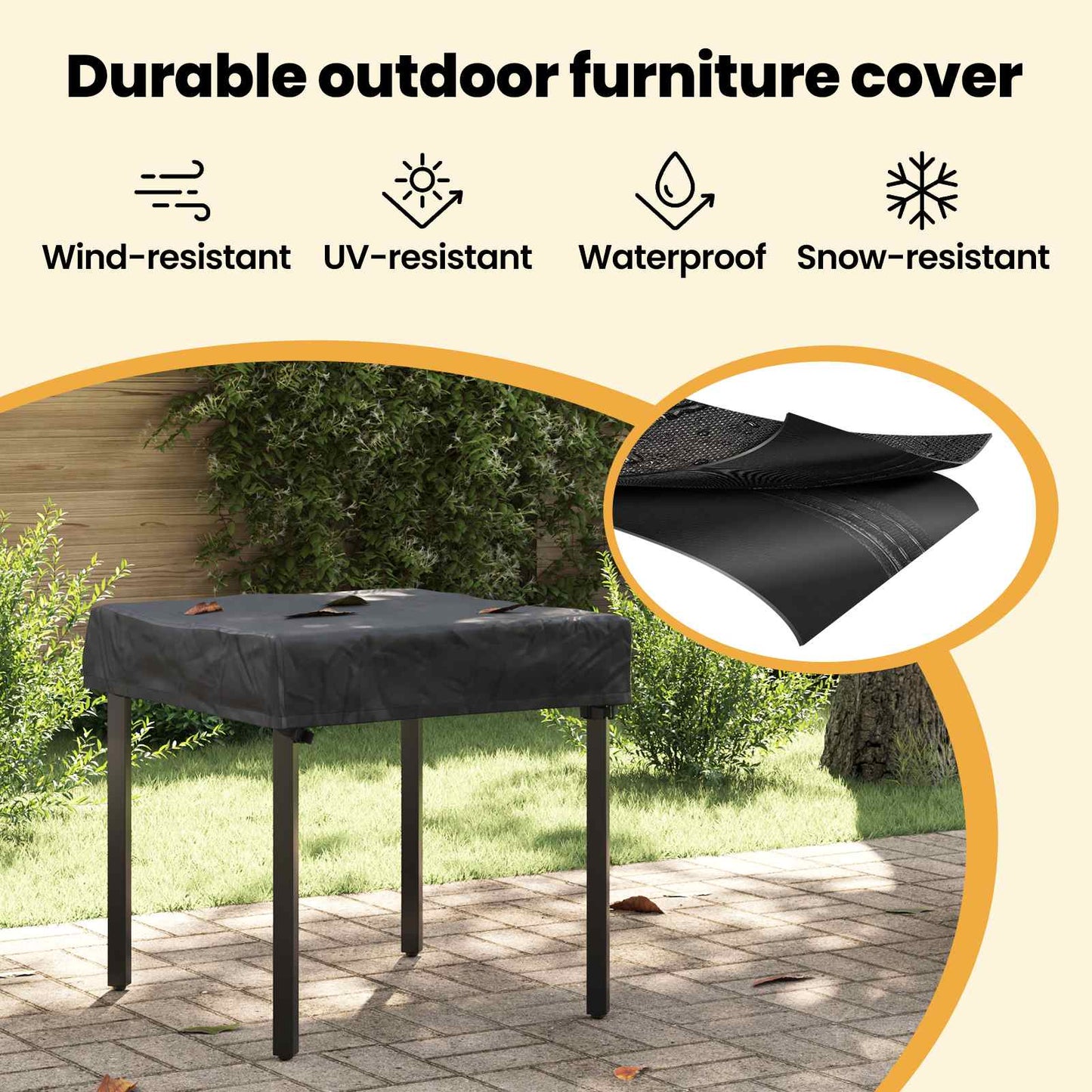 Table Cover Plain Black 82 x 82 x 15 cm Fabric