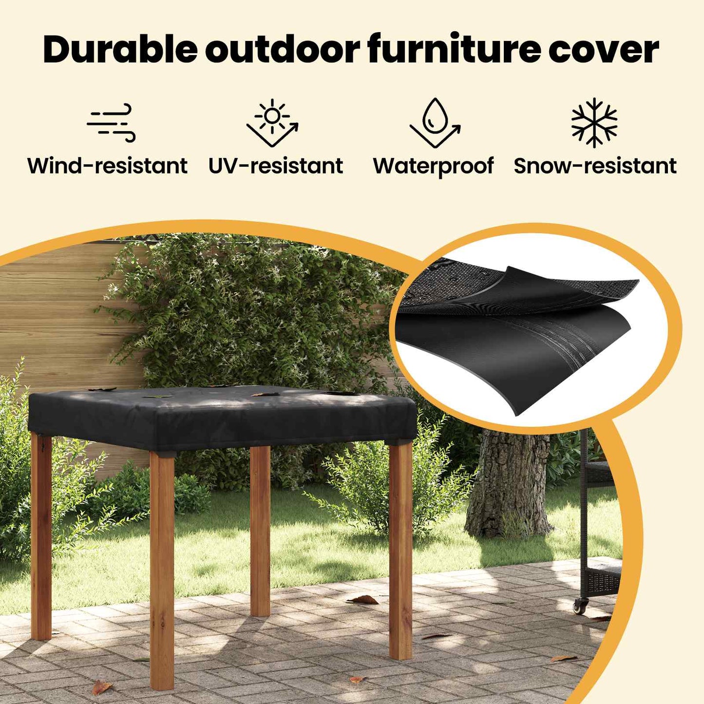 Table Cover Plain Black 102 x 102 x 15 cm Fabric