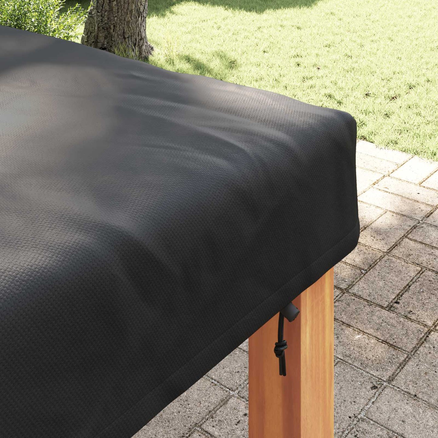 Table Cover Plain Black 122 x 122 x 15 cm Fabric