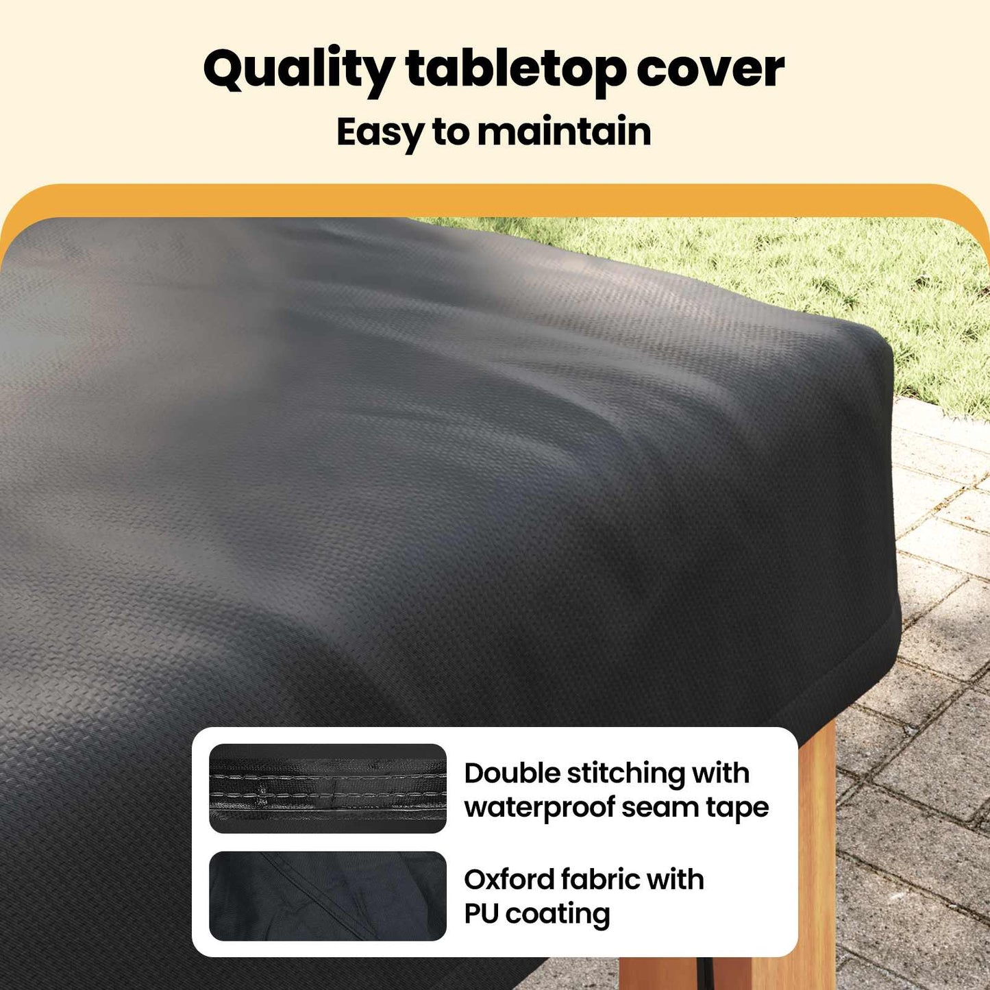 Table Cover Plain Black 142 x 142 x 15 cm Fabric