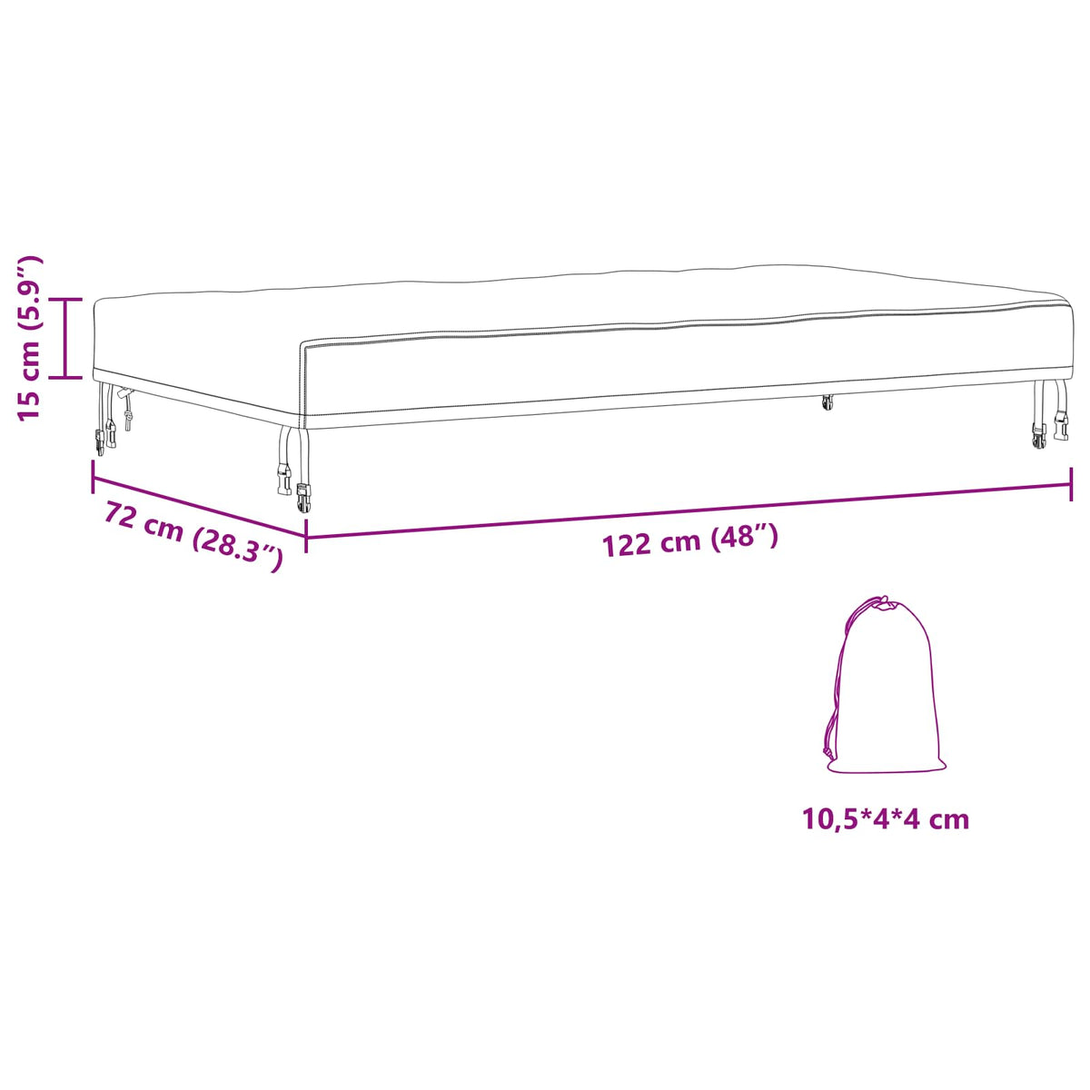 Table Cover 122 x 72 x 15 cm Fabric Rectangular Waterproof