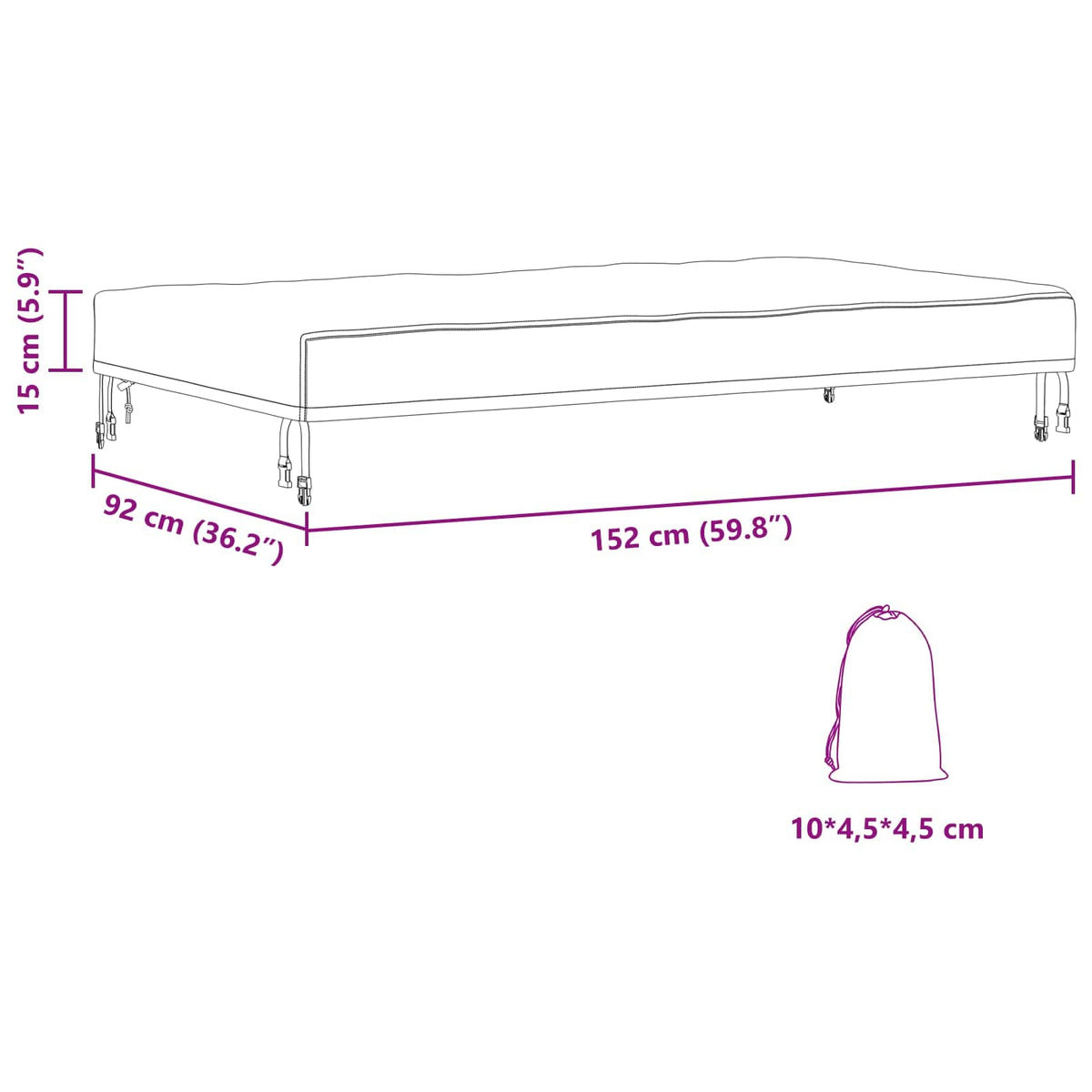 Table Cover 152 x 92 x 15 cm Fabric Rectangular Waterproof