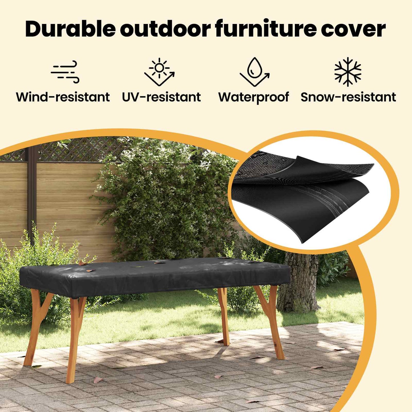 Table Cover Plain Black 162 x 92 x 15 cm Fabric