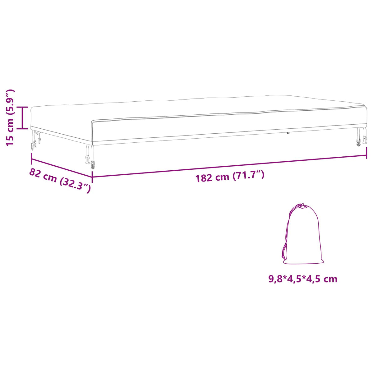 Table Cover 82 x 182 x 15 cm Fabric Rectangular Waterproof