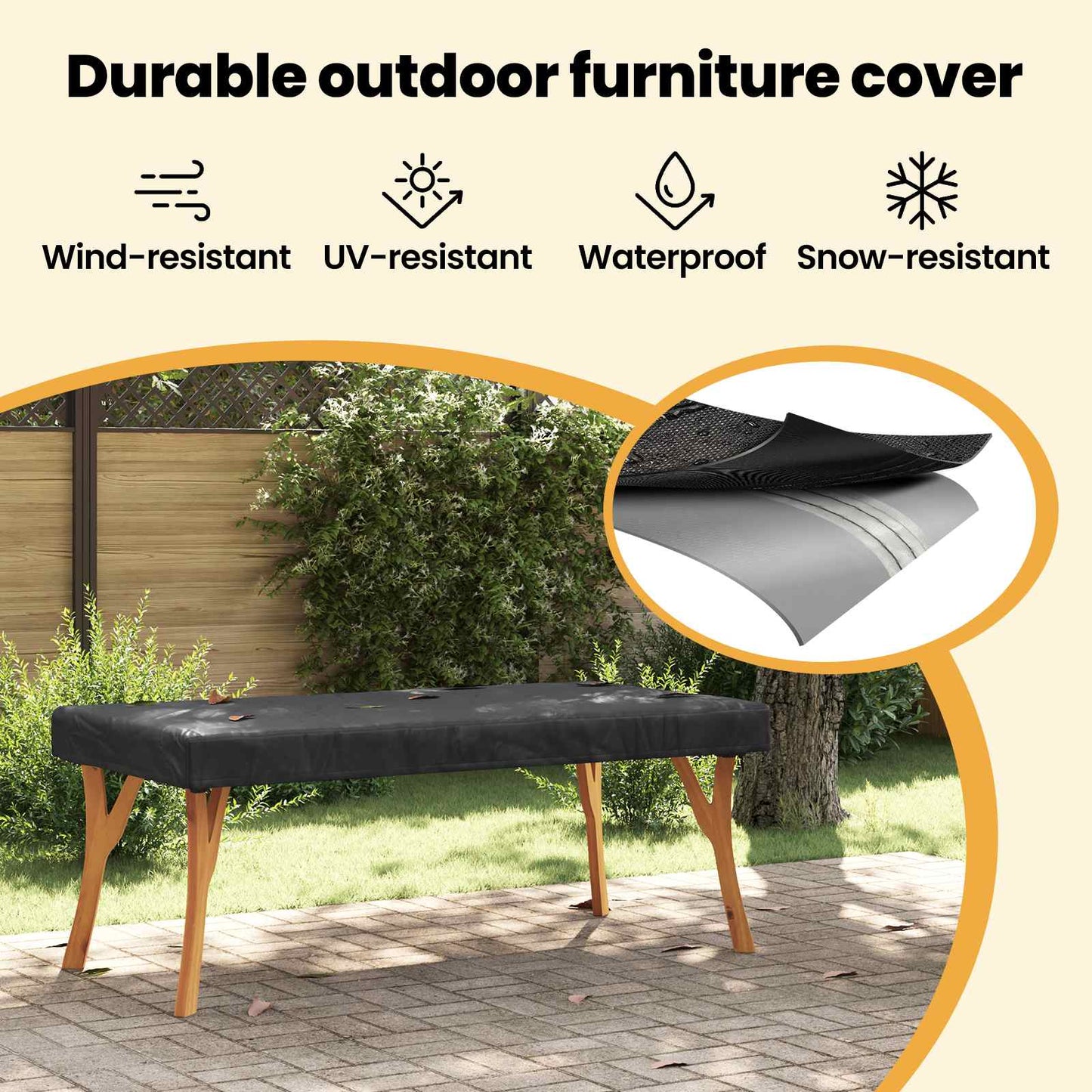 Table Cover Plain Black 182 x 92 x 15 cm Fabric