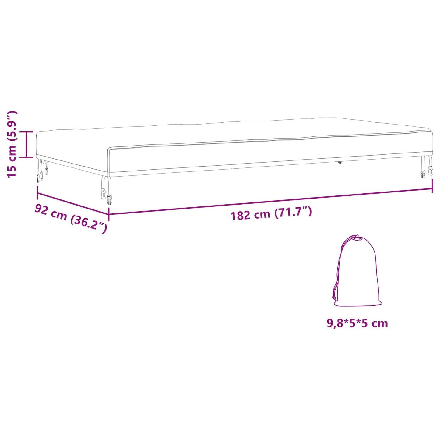 Table Cover 182 x 92 x 15 cm Fabric Rectangular Waterproof