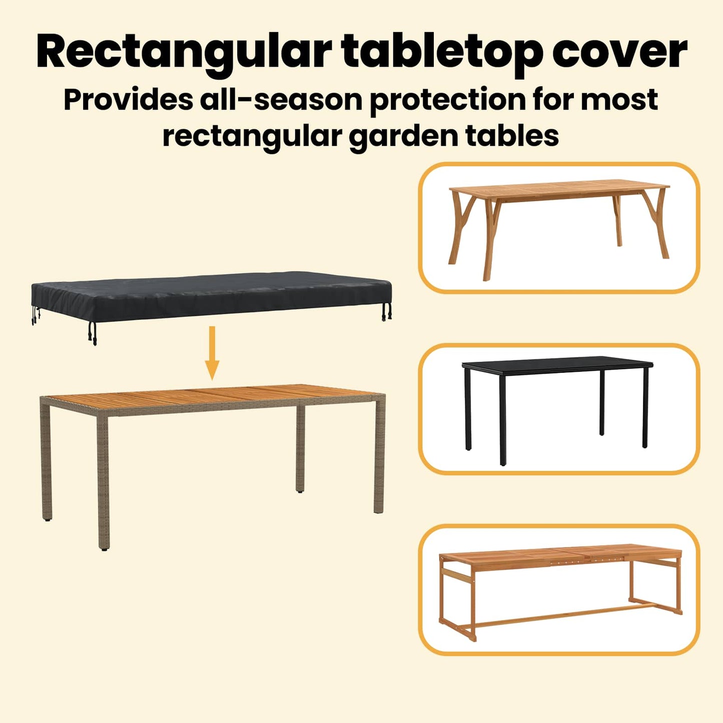 Table Cover Plain Black 202 x 92 x 15 cm Fabric