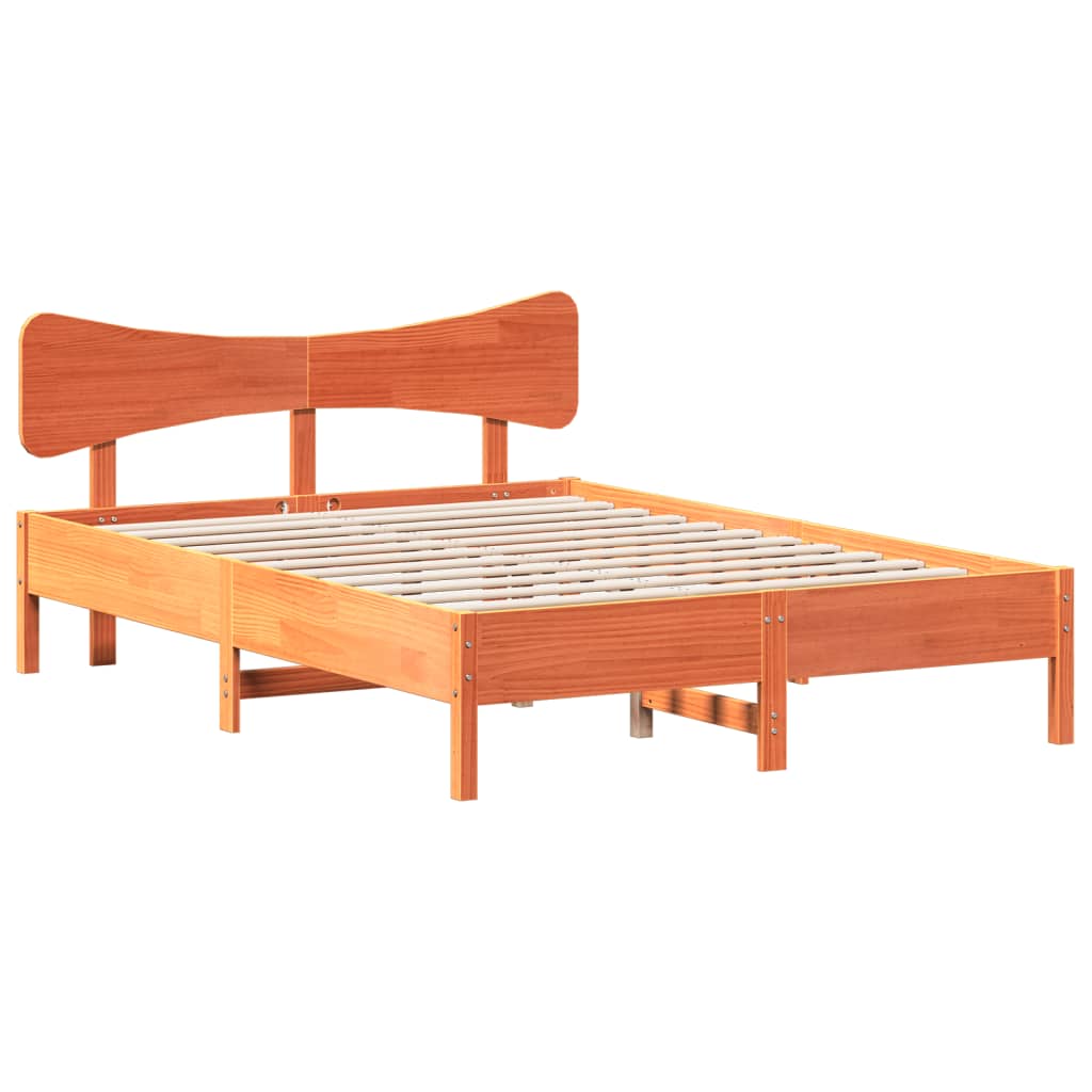 Bed Frame without Mattress Wax Brown 120x200 cm Solid Wood Pine