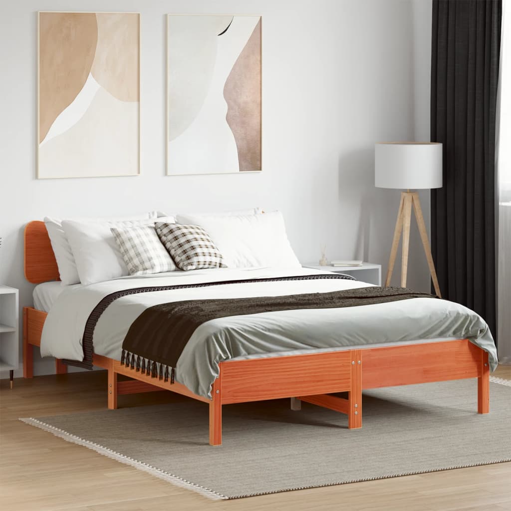 Bed Frame without Mattress Wax Brown 120x200 cm Solid Wood Pine