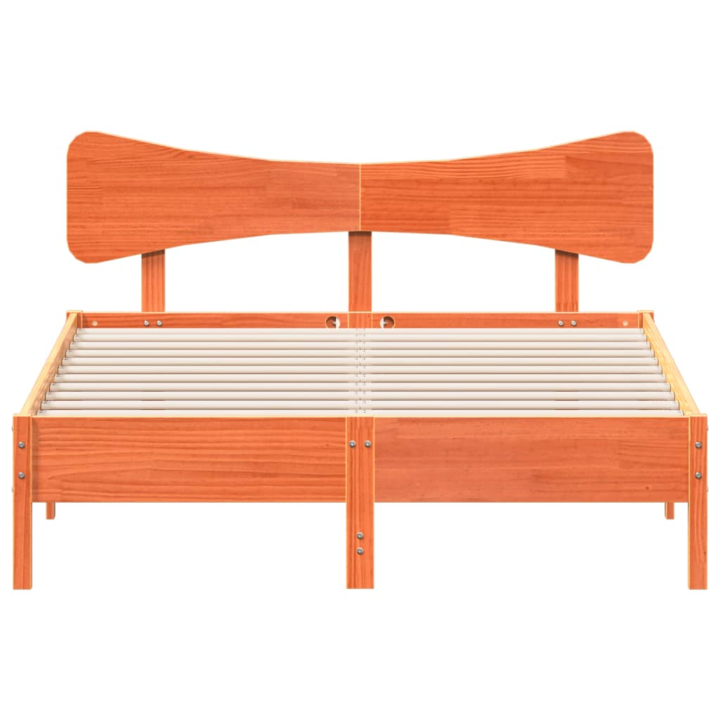 Bed Frame without Mattress Wax Brown 120x200 cm Solid Wood Pine