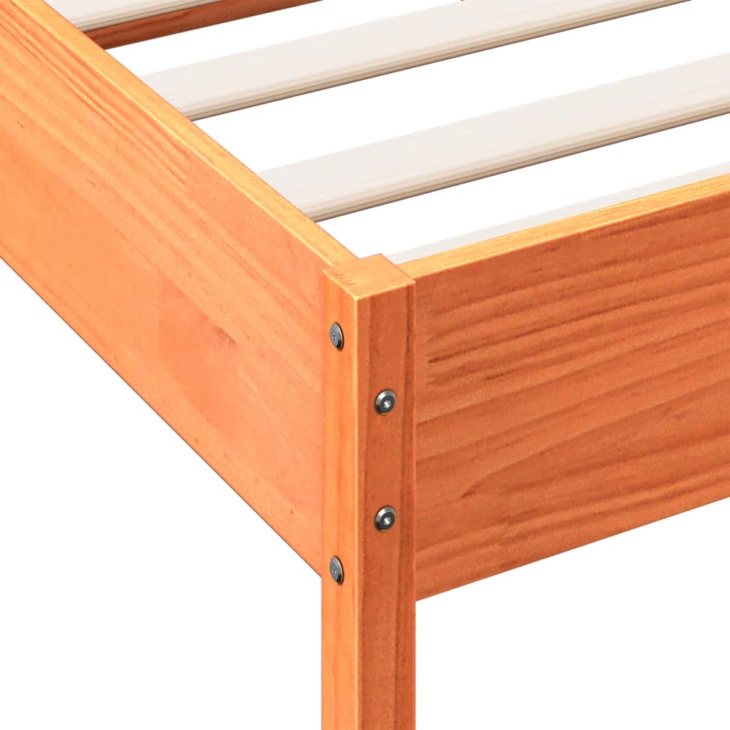 Bed Frame without Mattress Wax Brown 90x200 cm Solid Wood Pine