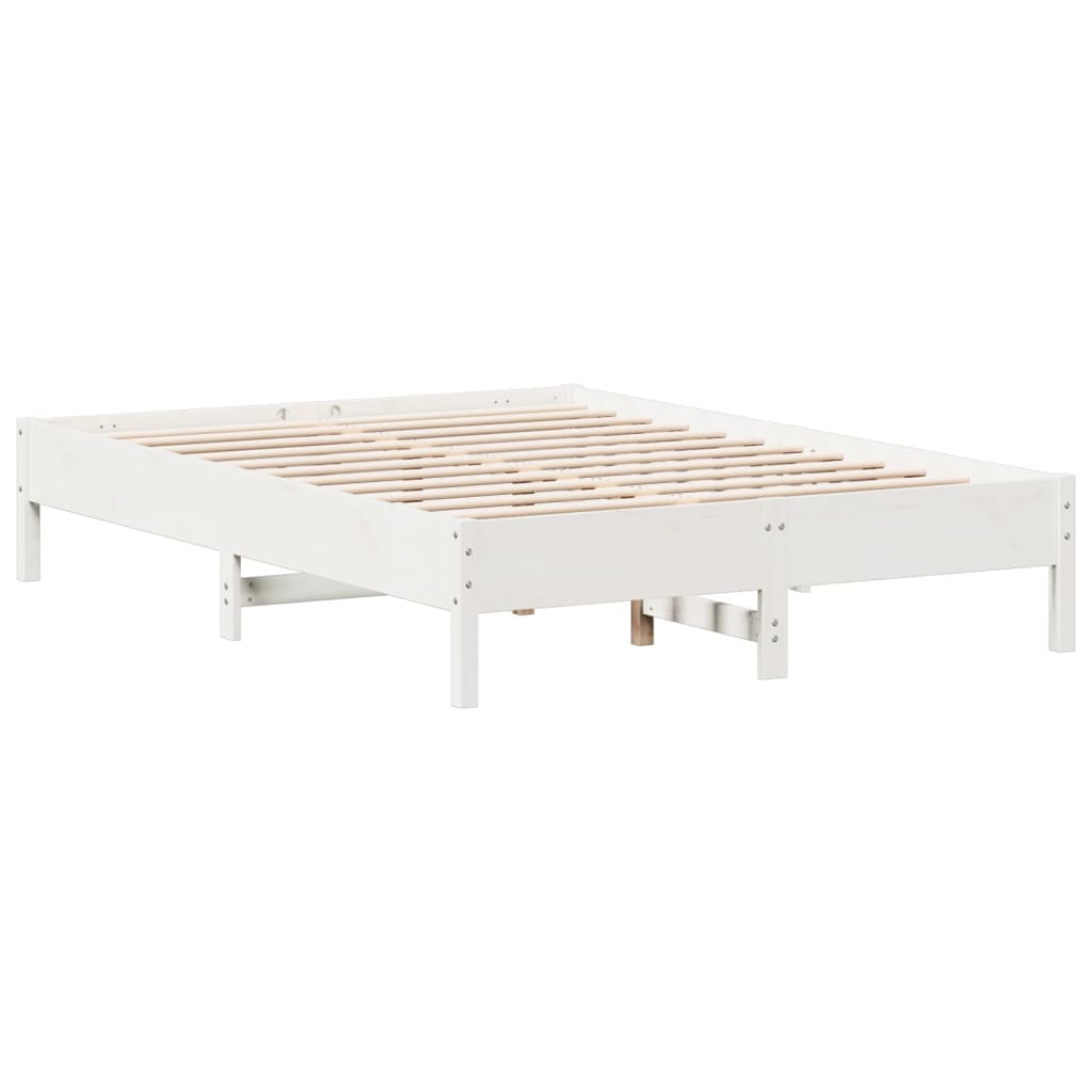 Bed Frame without Mattress White 135x190 cm Double Solid Wood Pine