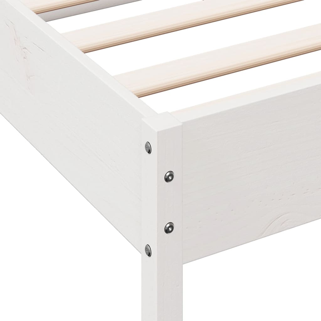 Bed Frame without Mattress White 135x190 cm Double Solid Wood Pine