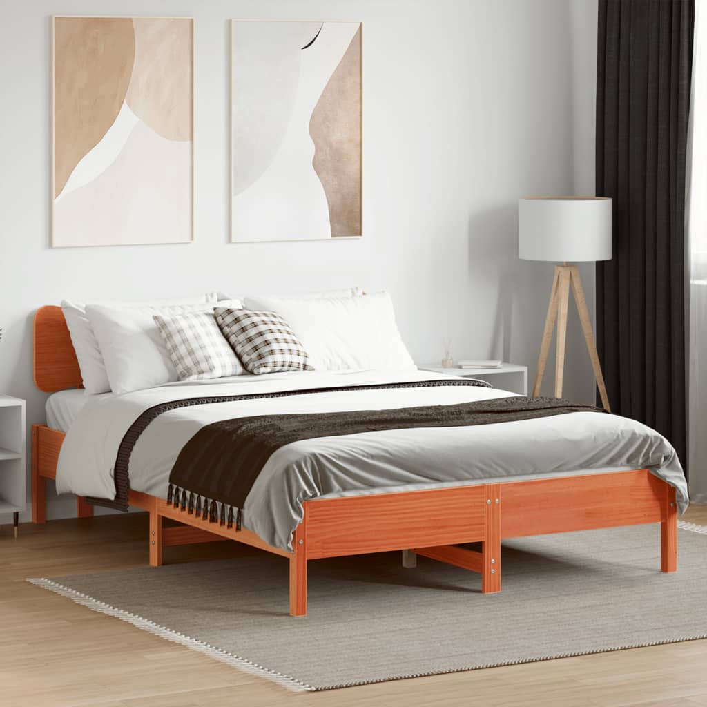 Bed Frame without Mattress Wax Brown 120x190 cm Small Double Solid Wood Pine