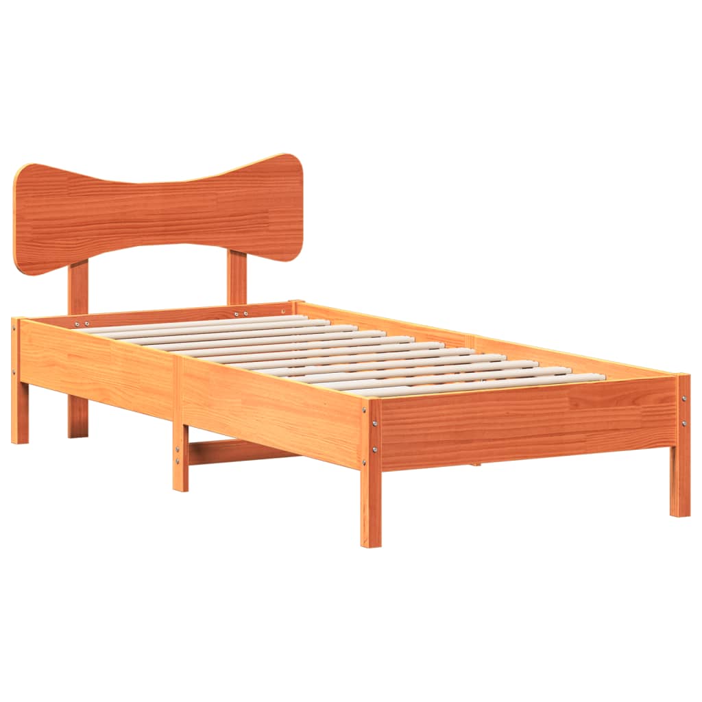 Bed Frame without Mattress Wax Brown 75x190 cm Small Single Solid Wood Pine