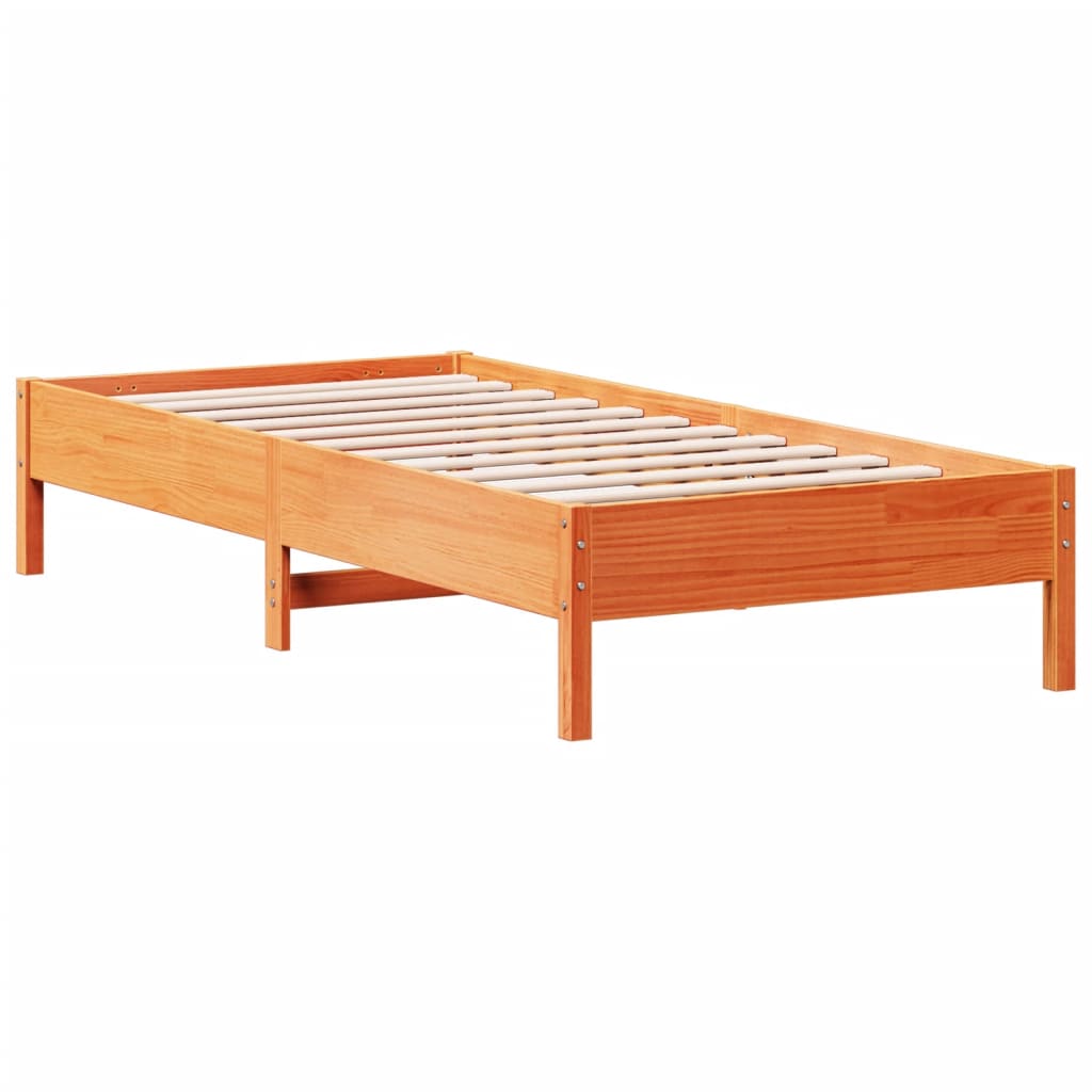 Bed Frame without Mattress Wax Brown 75x190 cm Small Single Solid Wood Pine