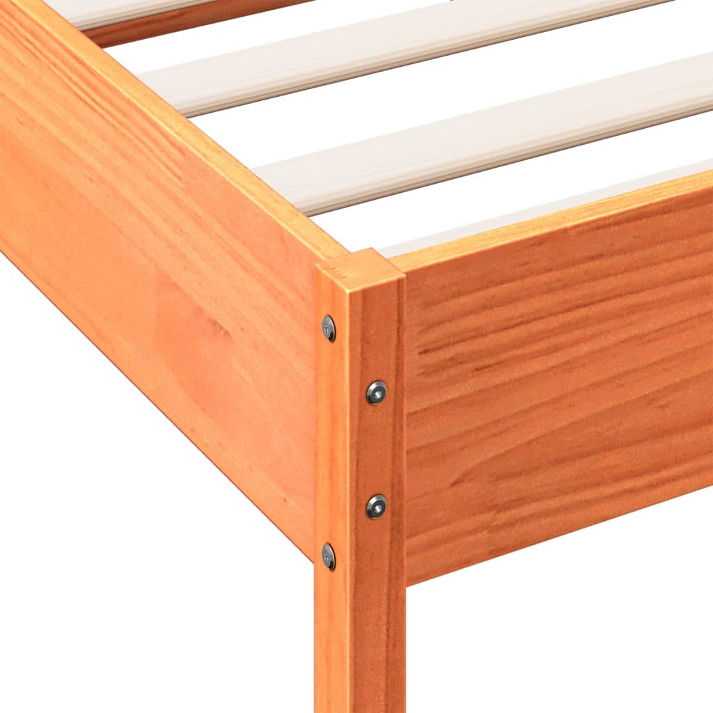 Bed Frame without Mattress Wax Brown 75x190 cm Small Single Solid Wood Pine