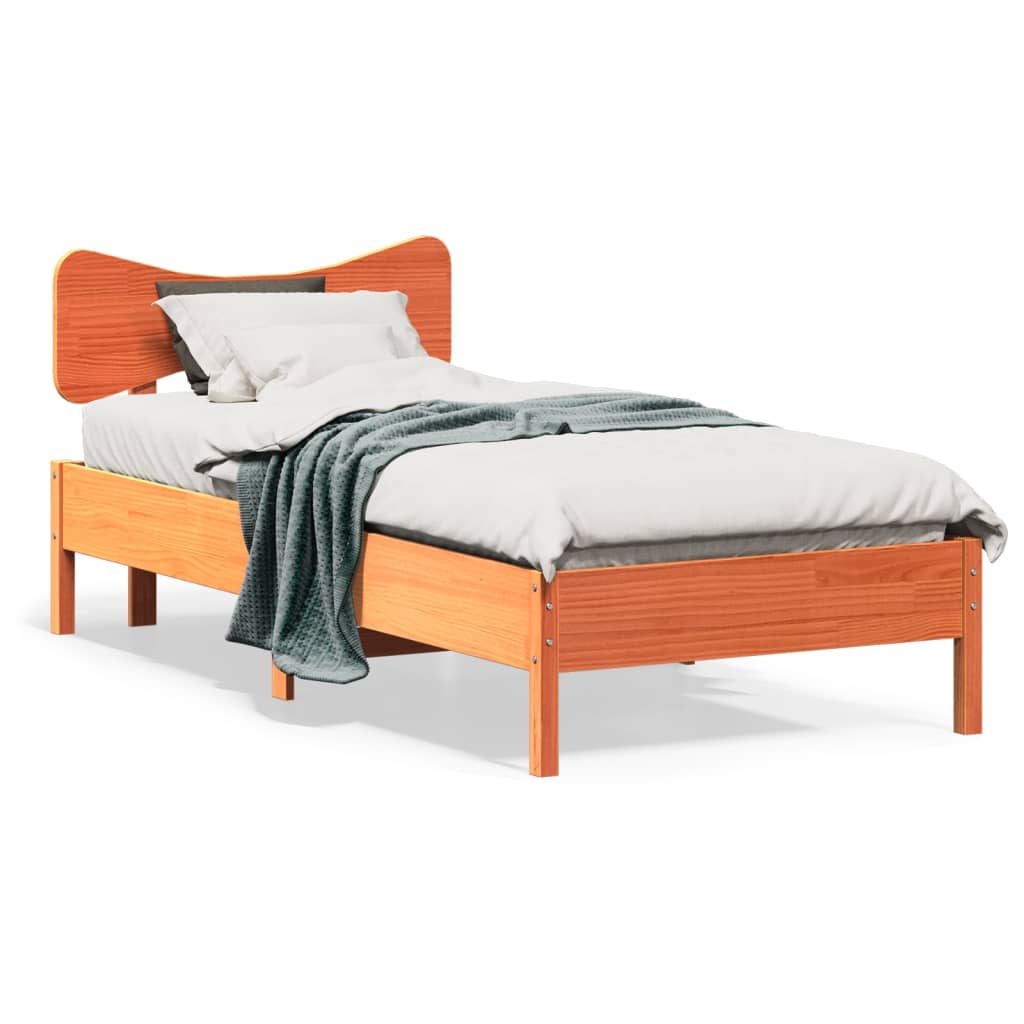 Bed Frame without Mattress Wax Brown 75x190 cm Small Single Solid Wood Pine