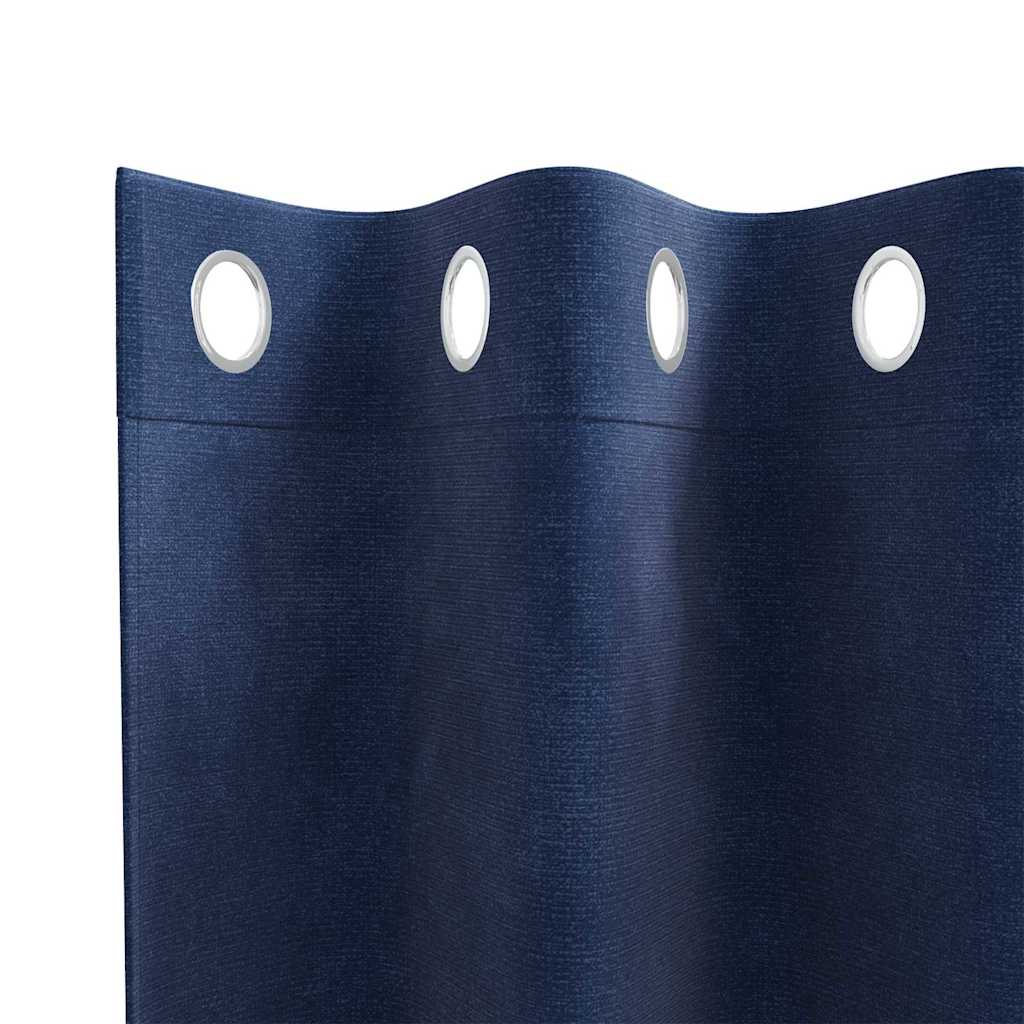 Blackout Curtains 2 pcs Dark Blue 140 x 140 cm Velvet