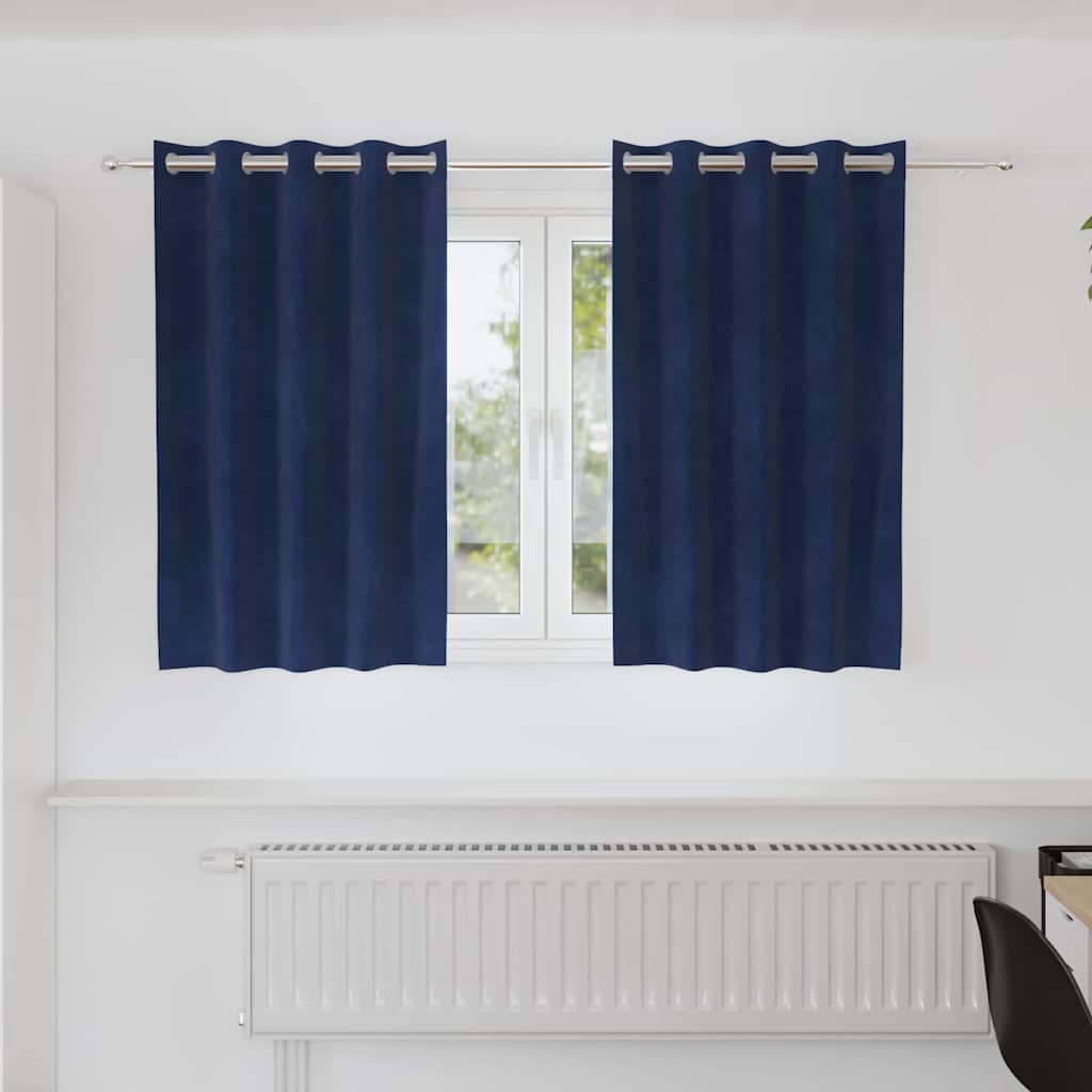 Blackout Curtains 2 pcs Dark Blue 140 x 140 cm Velvet