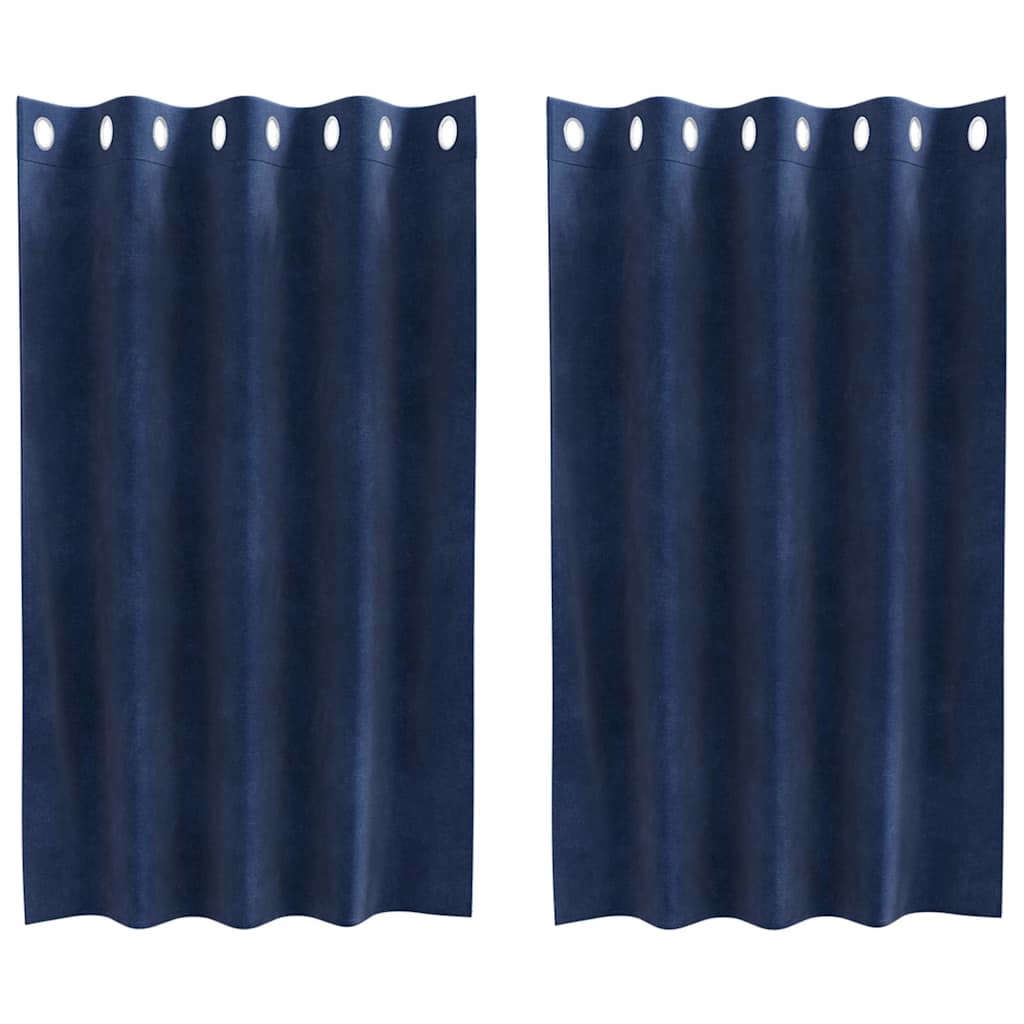 Blackout Curtains 2 pcs Dark Blue 140 x 140 cm Velvet