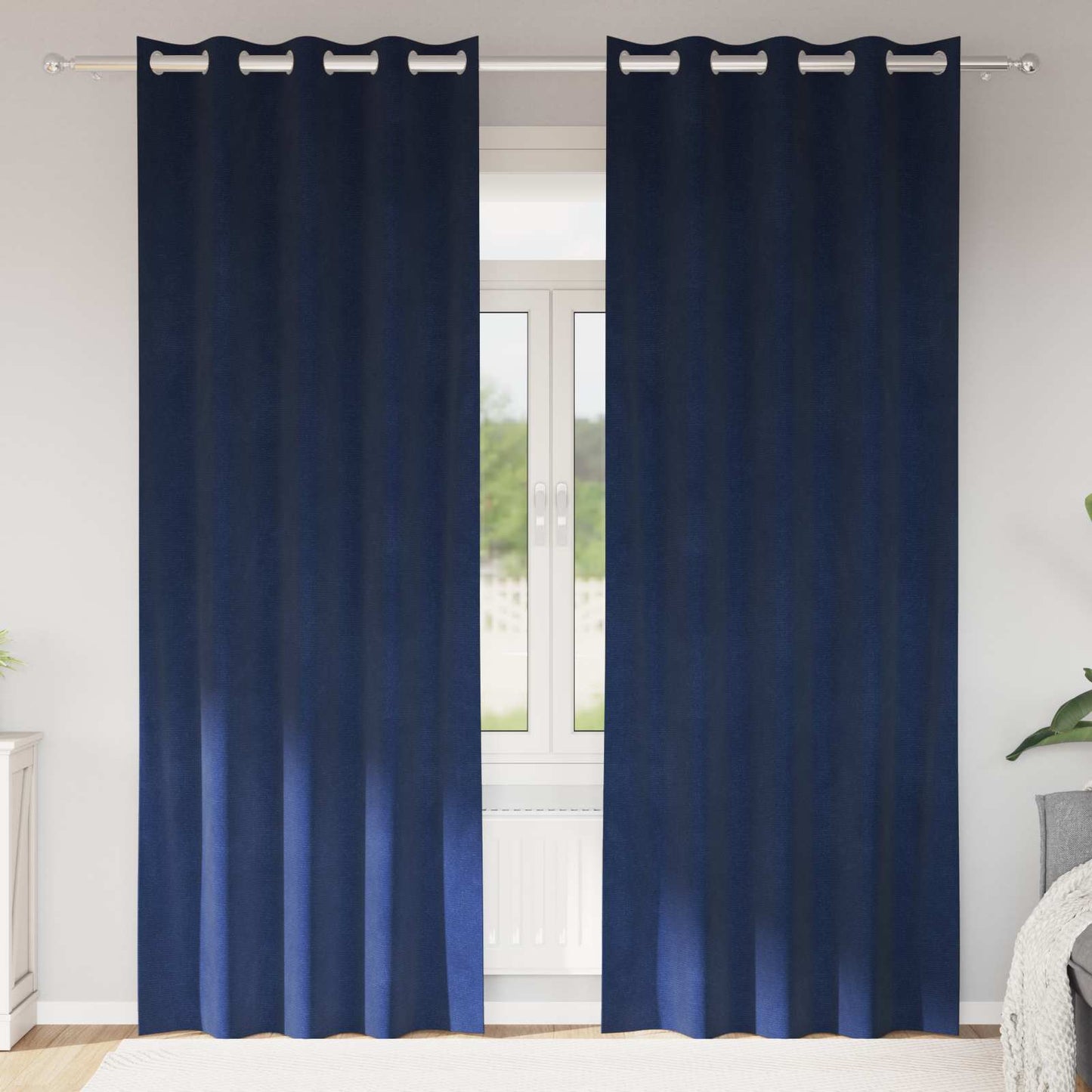 Blackout Curtains 2 pcs Dark Blue 140 x 260 cm Velvet