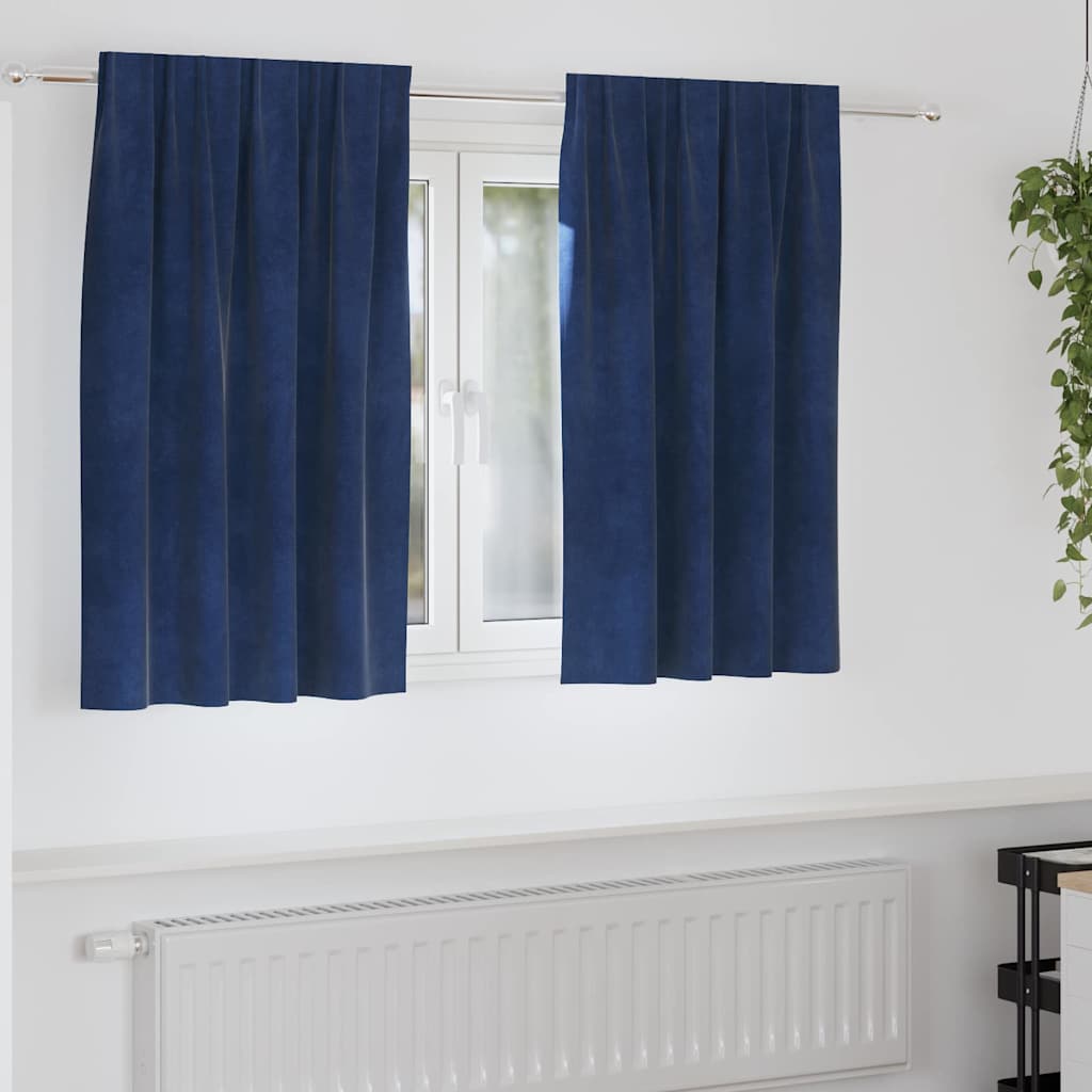 Blackout Curtains 2 pcs Dark Blue 140 x 140 cm Velvet