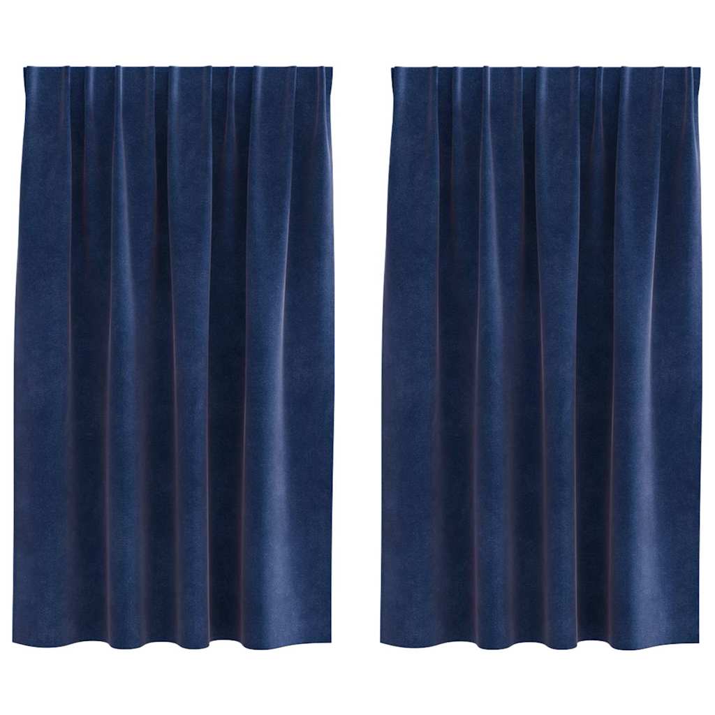 Blackout Curtains 2 pcs Dark Blue 140 x 140 cm Velvet
