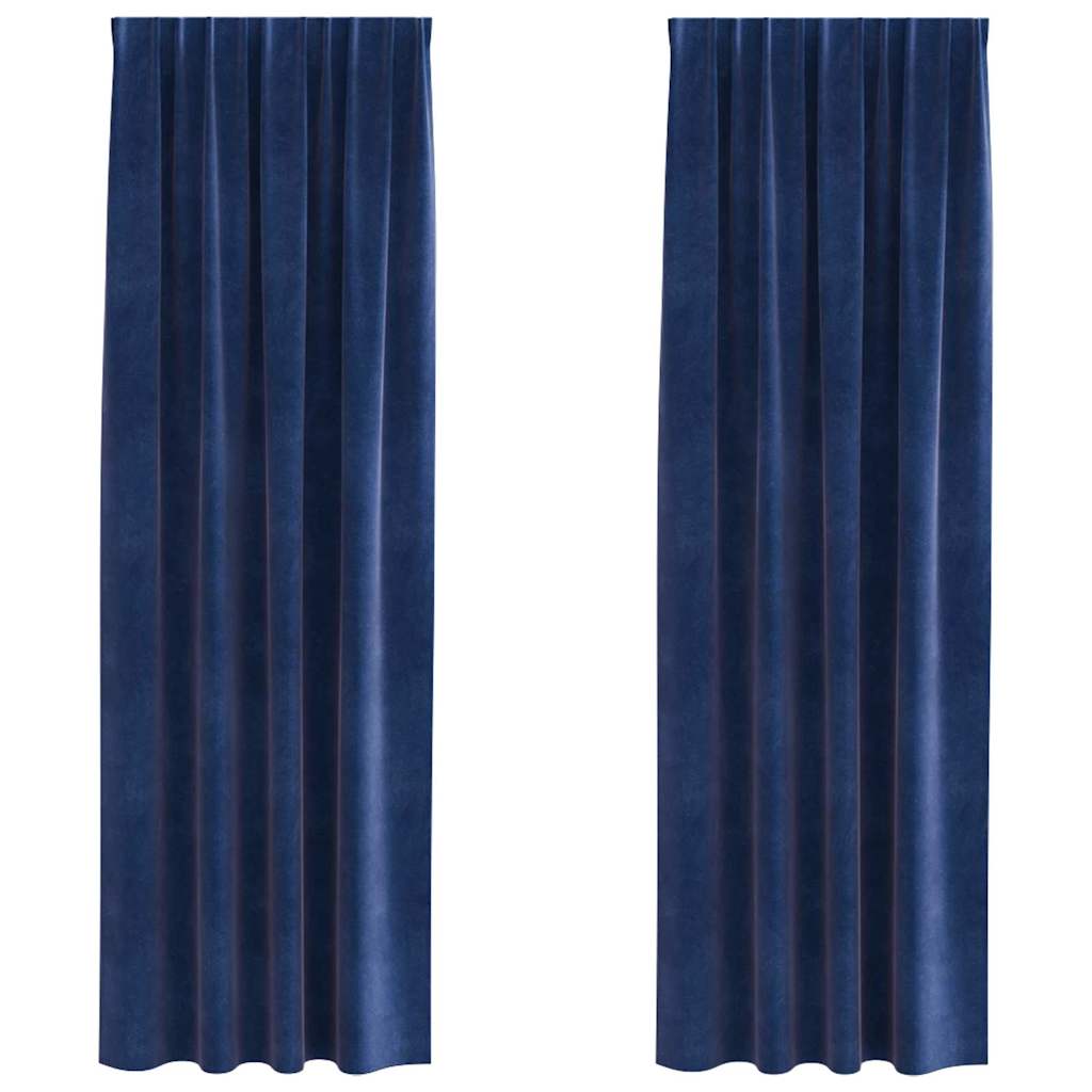 Blackout Curtains 2 pcs Dark Blue 140 x 245 cm Velvet