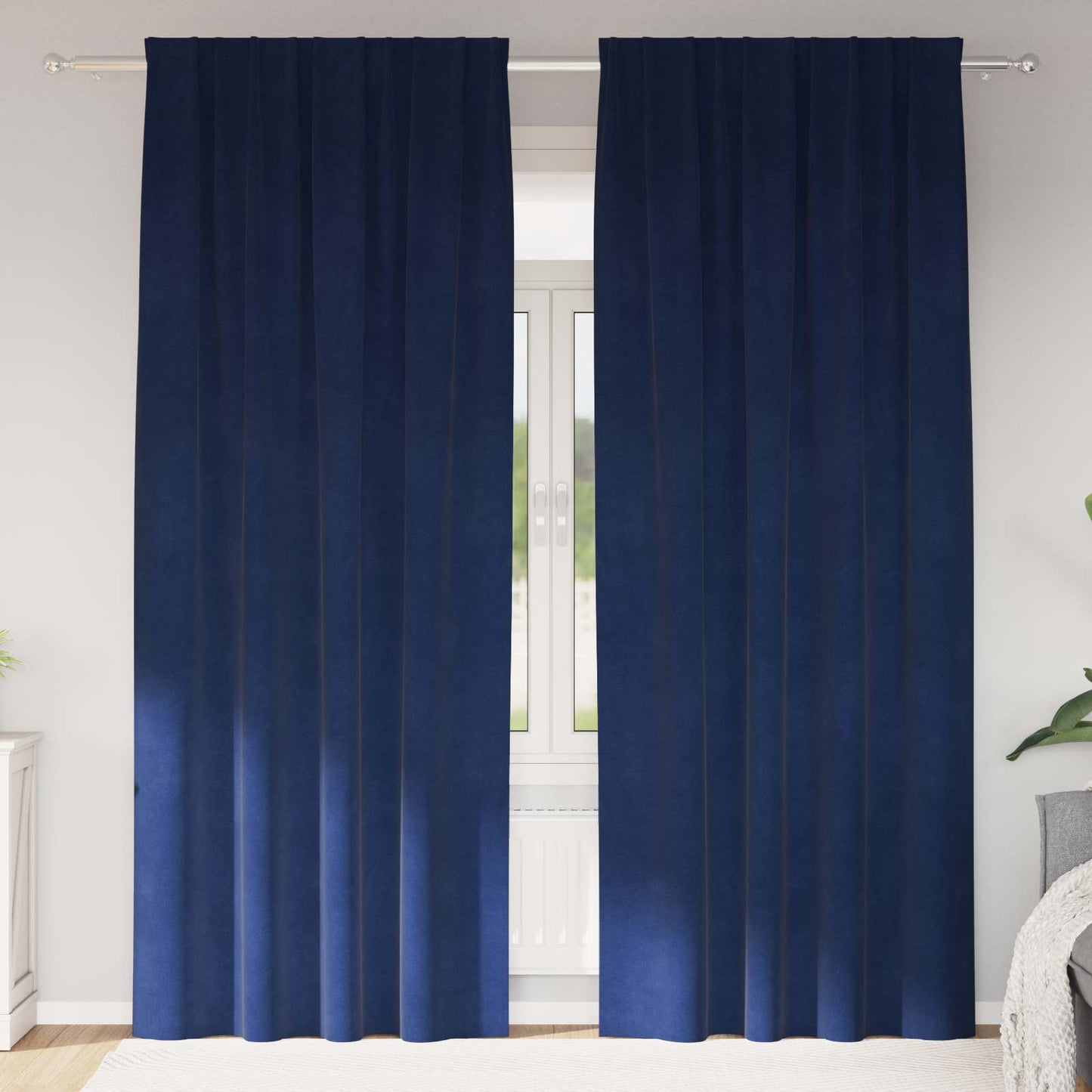 Blackout Curtains 2 pcs Dark Blue 140 x 260 cm Velvet