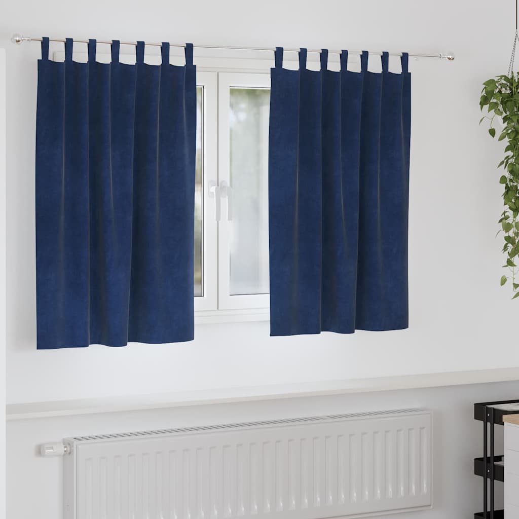 Blackout Curtains 2 pcs Dark Blue 140 x 140 cm Velvet