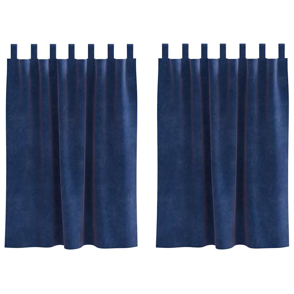 Blackout Curtains 2 pcs Dark Blue 140 x 140 cm Velvet