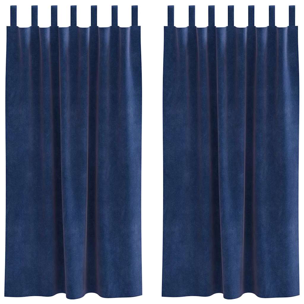 Blackout Curtains 2 pcs Dark Blue 140 x 175 cm Velvet