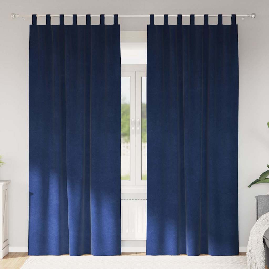 Blackout Curtains 2 pcs Dark Blue 140 x 245 cm Velvet