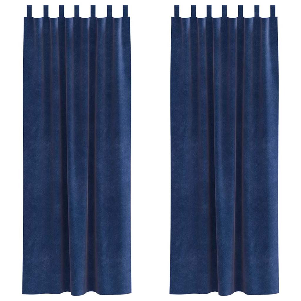 Blackout Curtains 2 pcs Dark Blue 140 x 245 cm Velvet
