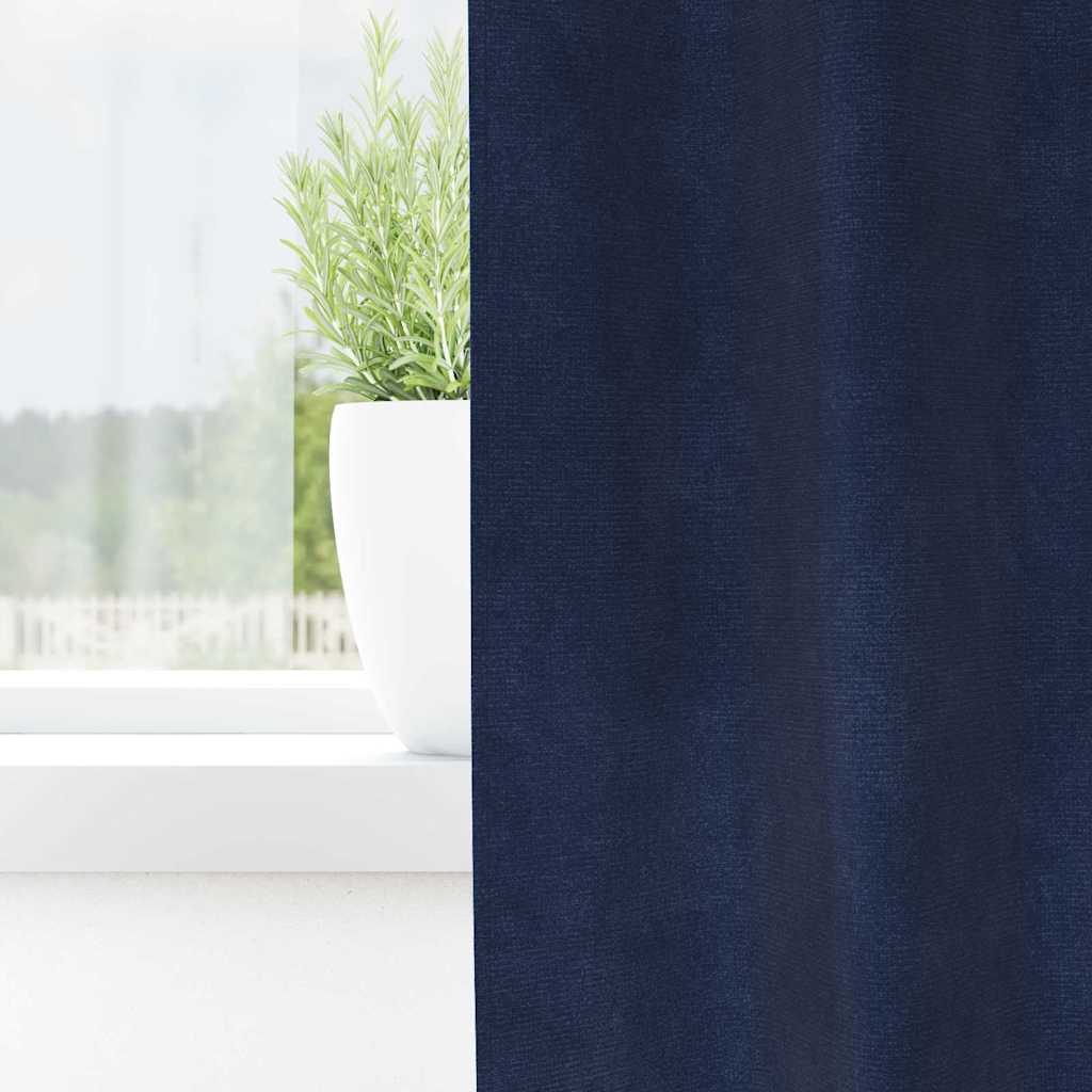 Blackout Curtains 2 pcs Dark Blue 140 x 260 cm Velvet