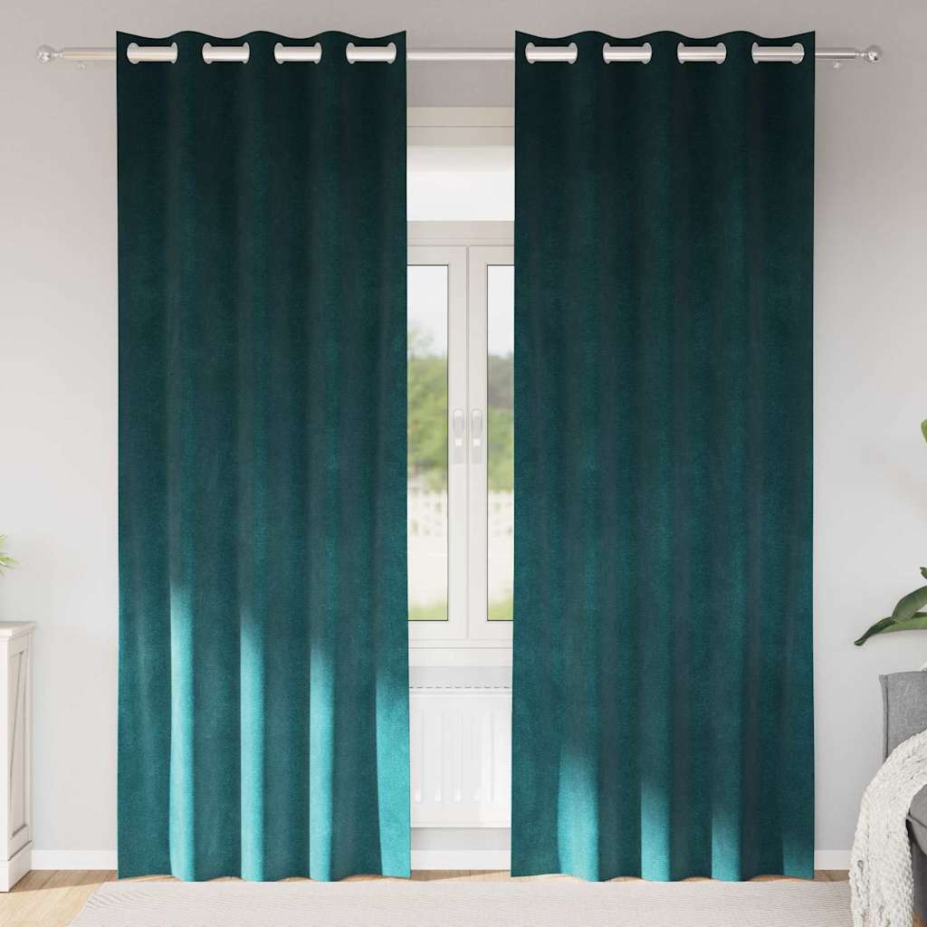 Blackout Curtains 2 pcs Dark Green 140 x 225 cm Velvet