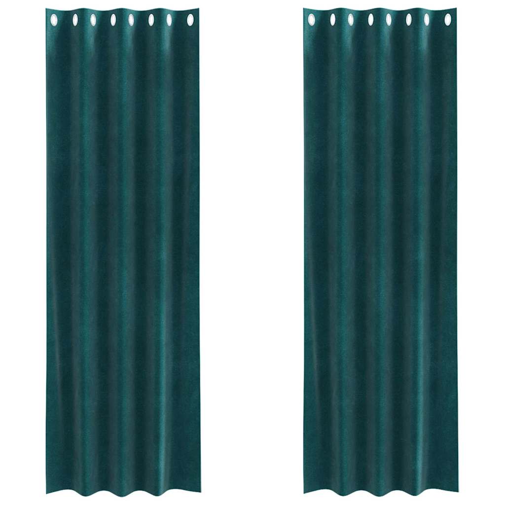 Blackout Curtains 2 pcs Dark Green 140 x 225 cm Velvet