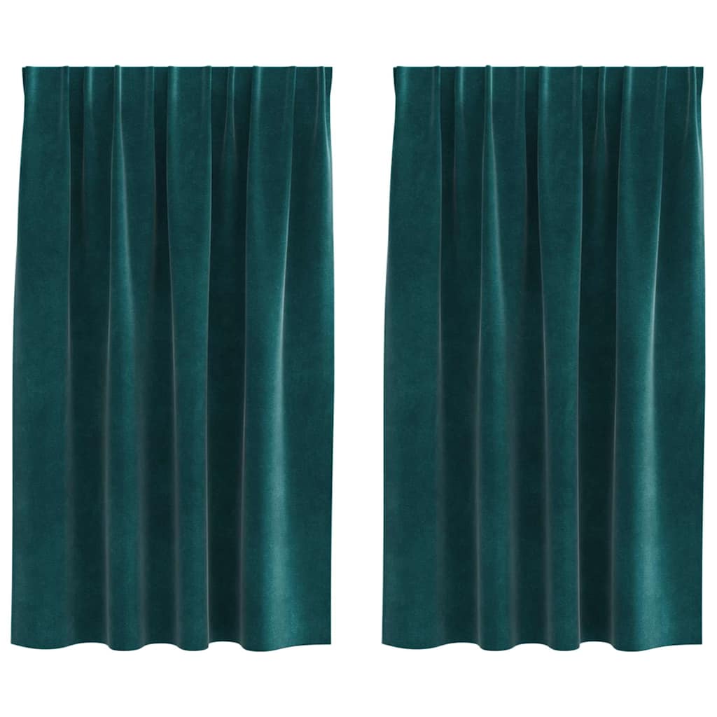 Blackout Curtains 2 pcs Dark Green 140 x 140 cm Velvet