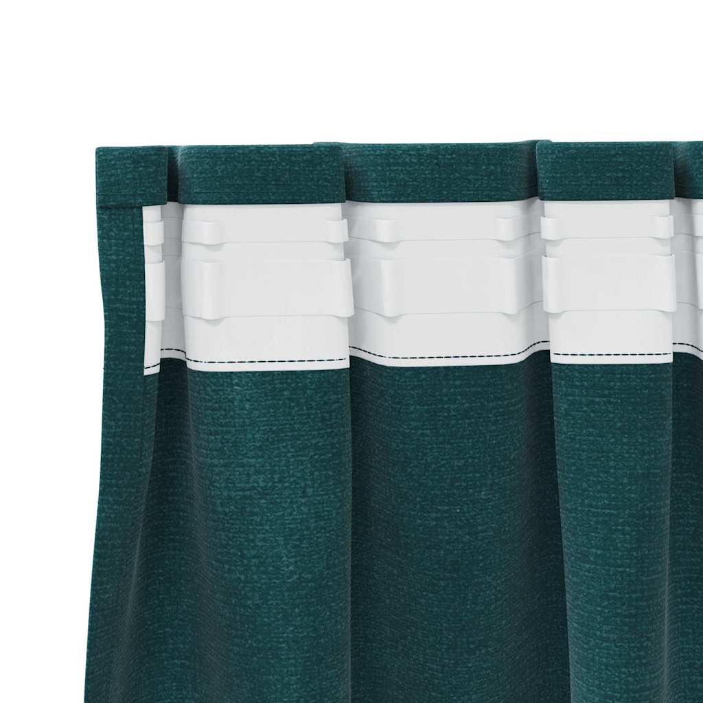 Blackout Curtains 2 pcs Dark Green 140 x 225 cm Velvet