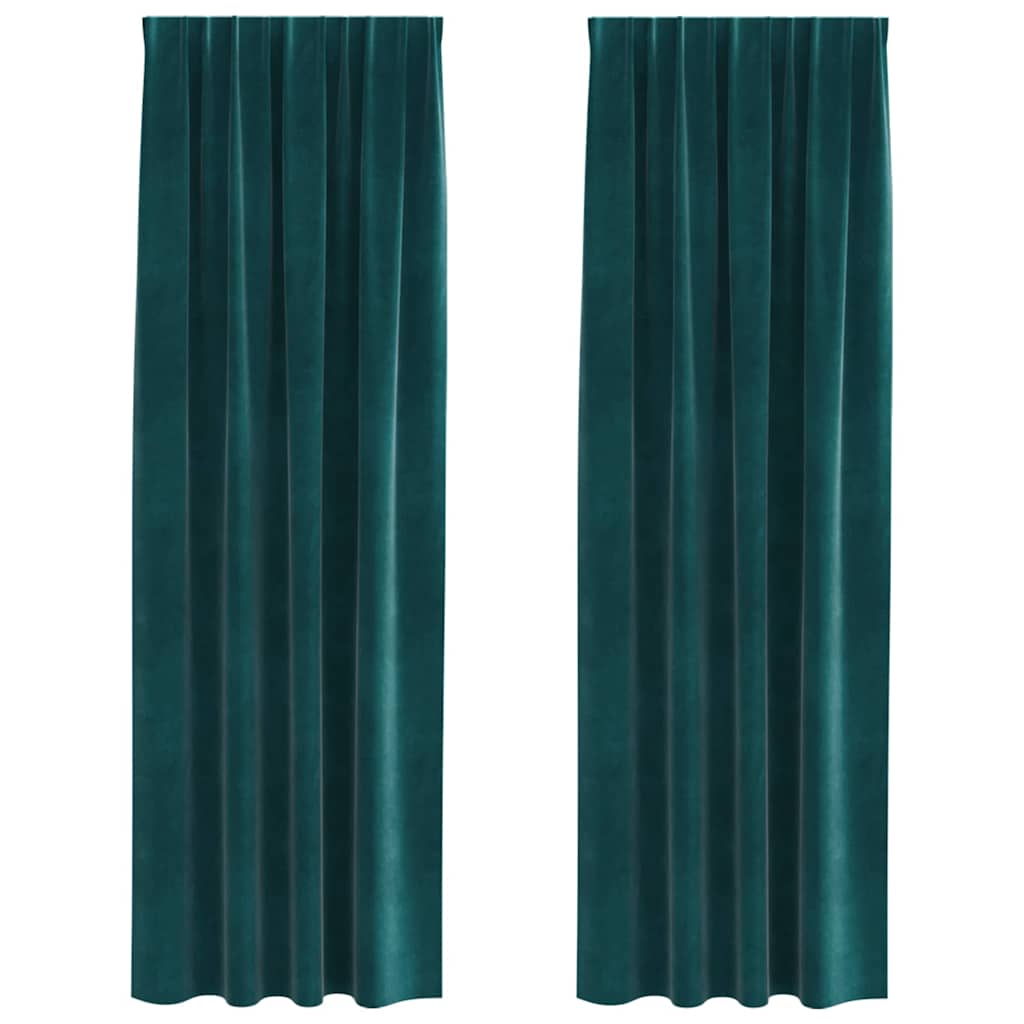 Blackout Curtains 2 pcs Dark Green 140 x 225 cm Velvet