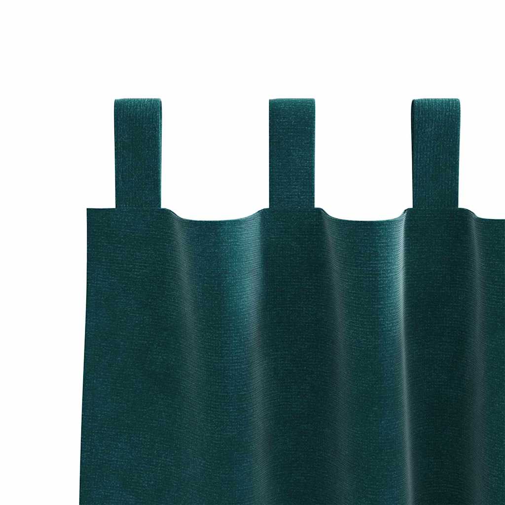 Blackout Curtains 2 pcs Dark Green 140 x 140 cm Velvet