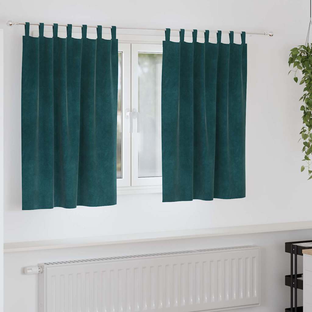 Blackout Curtains 2 pcs Dark Green 140 x 140 cm Velvet