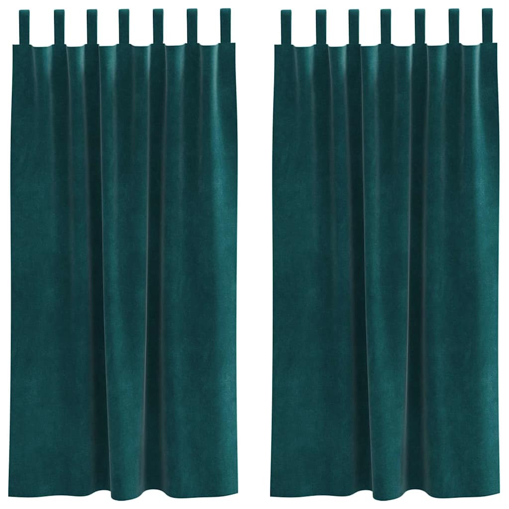 Blackout Curtains 2 pcs Dark Green 140 x 175 cm Velvet