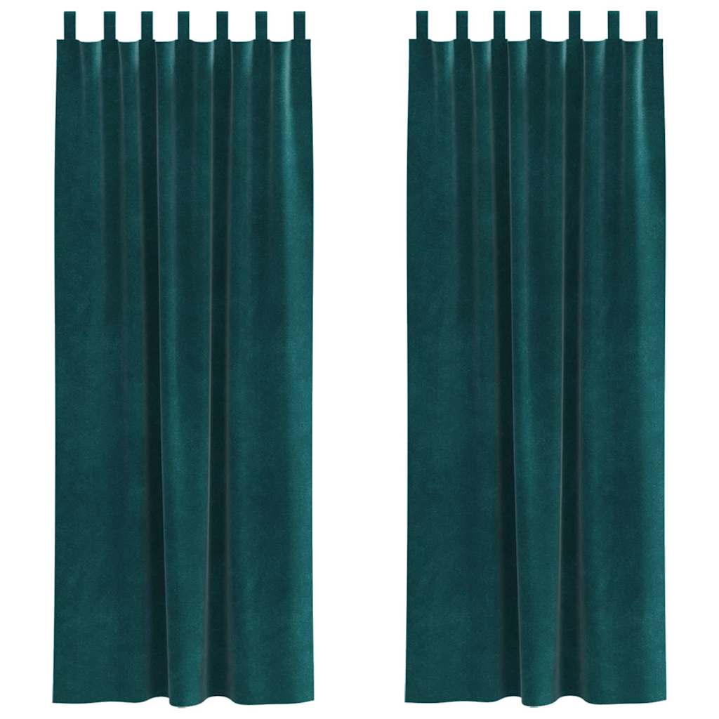 Blackout Curtains 2 pcs Dark Green 140 x 225 cm Velvet